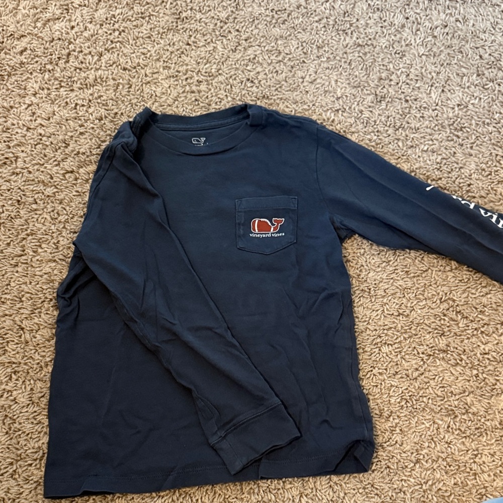 Vineyard Vines Navy Long Sleeve Pocket Shirt with Whale Patch